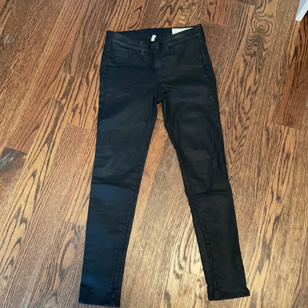 Rag & Bone Waxed Black Zipper Capri Size 26